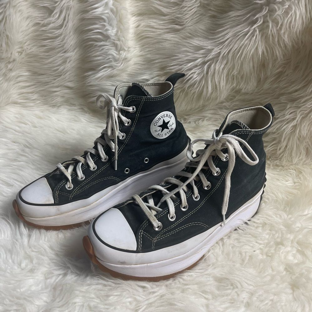 Converse Run Star Black canvas High Top Platform Sneakers unisex W SZ11.5 M SZ10
